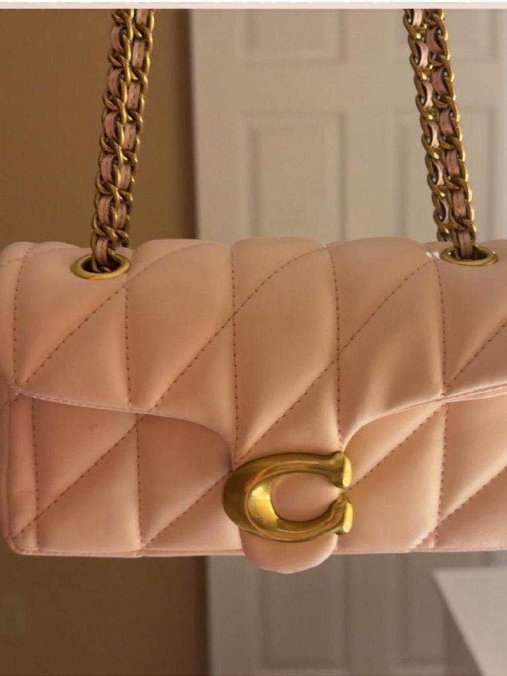 Coach Quilted tabby Leather Bag in  Pink with Gold Hardware